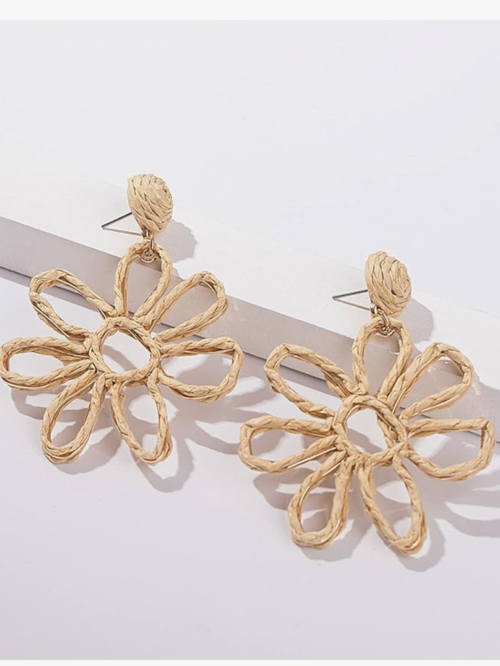 NWT Raffia Floral Drop Earrings -boho beach